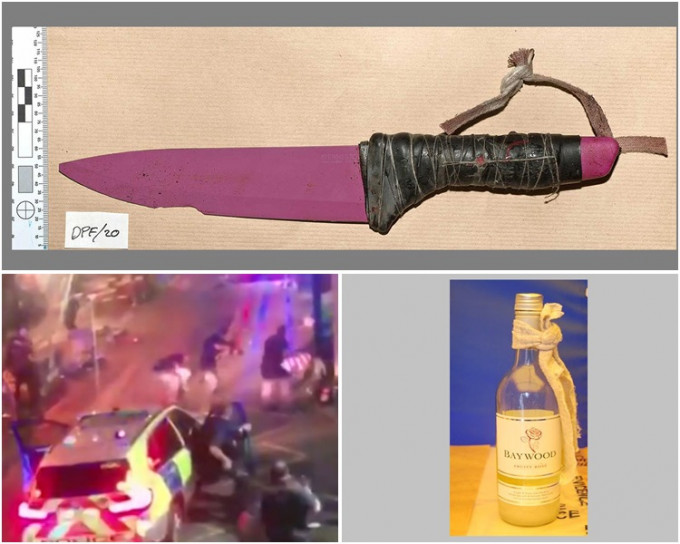 警方周五公開恐怖分子用來殺人的陶瓷刀兇器。AP