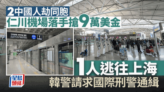 2中国人在南韩仁川机场抢同胞70万。