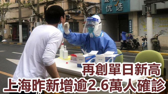 上海增逾2.6万确诊，再创单日新高。AP