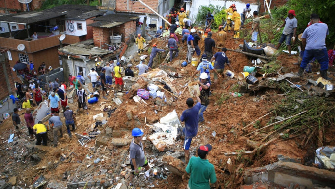 巴西圣保罗州豪雨成灾山泥倾泻。AP