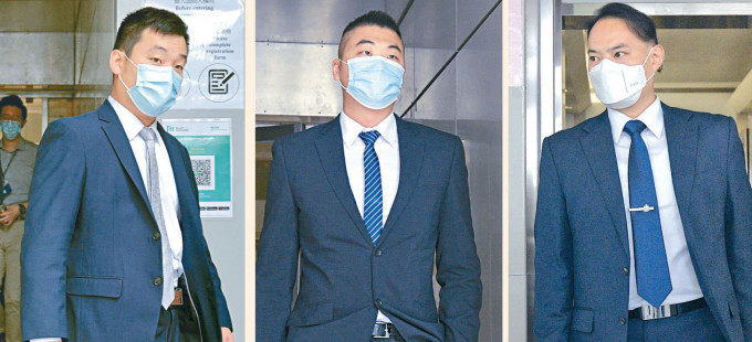 （左起）警員吳太盛、楊俊耀及李灝明出庭作供。