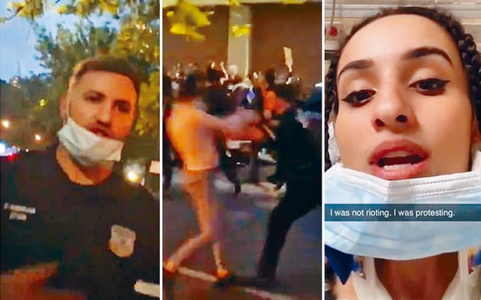纽约女示威者遭警推到事件引发争议。影片截图