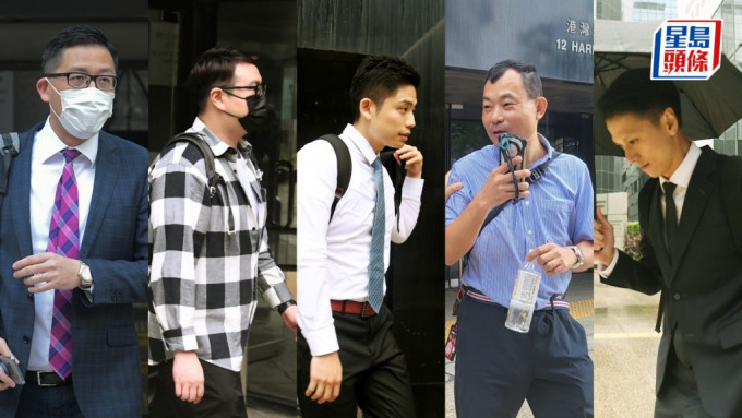 被告左起林卓廷、鄺浩林、葉鑫昇、尹仲明及庾家豪。資料圖片