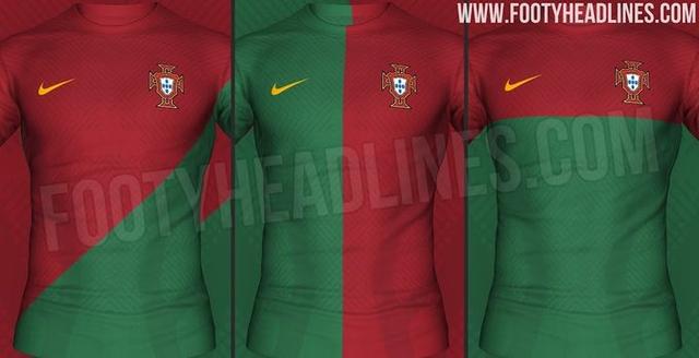 球衣網站Footyheadlines流出葡萄牙主場球衣三款設計方案。網上圖片