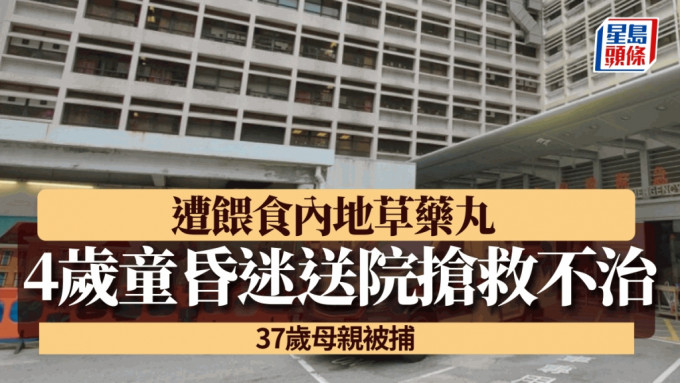 4岁气喘男童遭喂食内地草药丸 昏迷送院抢救不治 37岁母亲被捕