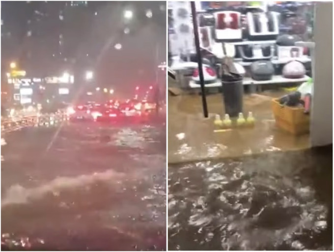 風暴「米娜」吹襲南韓造成嚴重水浸。網上圖片