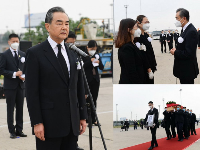 王毅赴機場迎接駐以色列大使杜偉靈柩運返中國。（網圖）