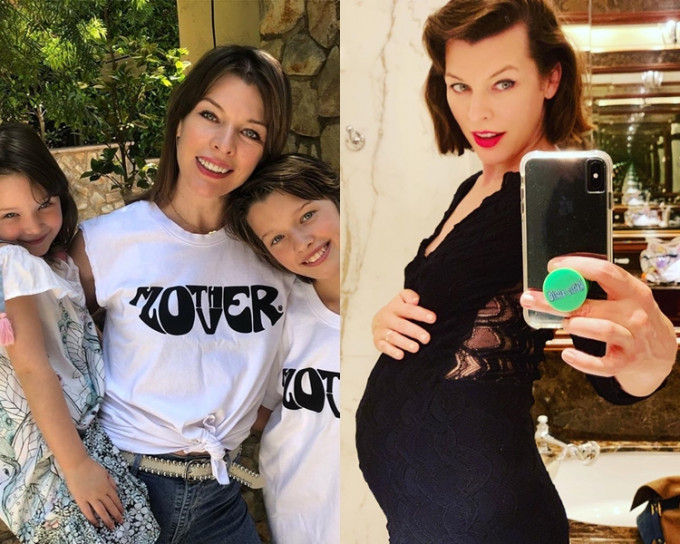 美娜祖华维兹育有2名女儿，喜迎第3个囡囡。 Milla Jovovich IG