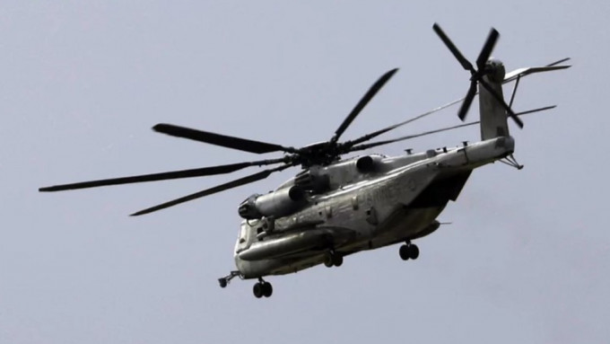 圖為美軍陸戰隊懷疑失事的同型號CH-53E 直升機。美聯社