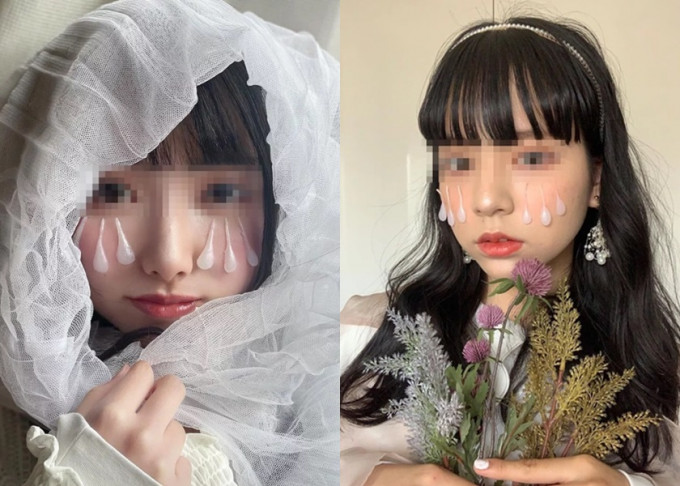 日本有女高中生流行以热溶胶自制眼泪，制造楚楚可怜形象。网图