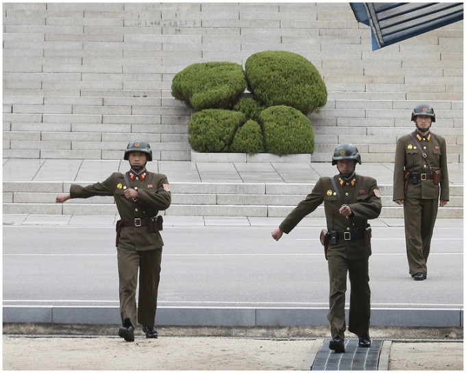 南北韩在JSA各有士兵执勤。AP图片
