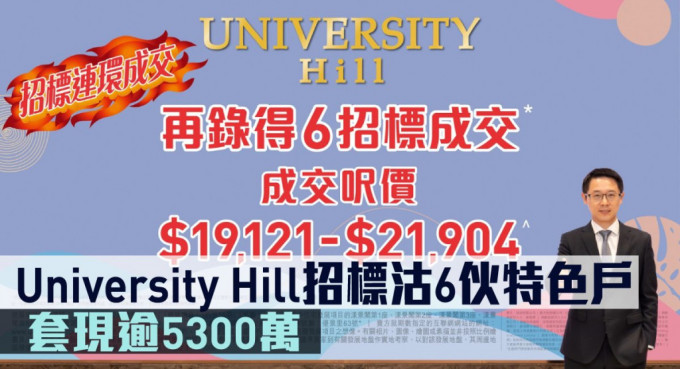 University Hill招标沽出6伙特色户，套现逾5300万。