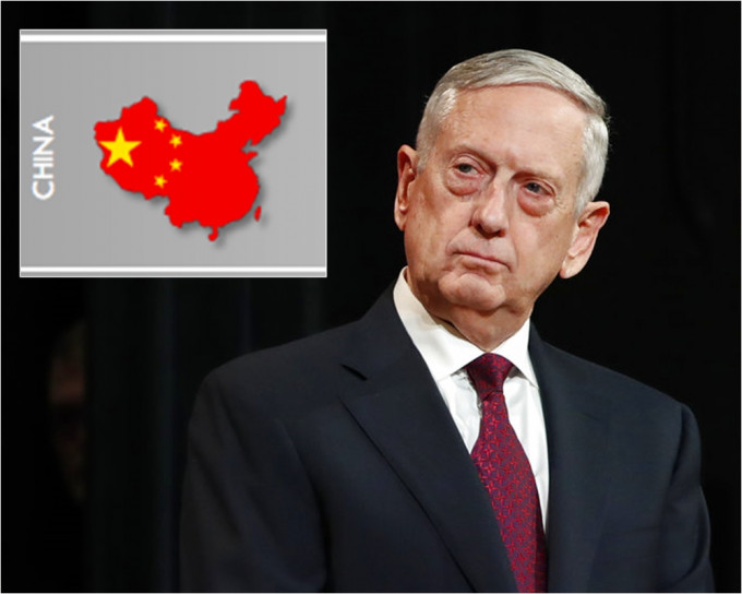 核报告中国地图/美国国防部长马蒂斯。AP图片