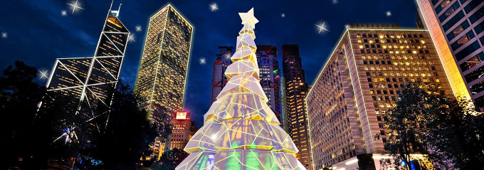 皇后像廣場本周五至下月一日舉行「香港繽紛冬日節」，現場會有一棵高18米高聖誕樹。模擬圖片