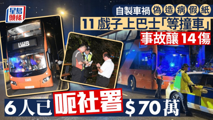 自製車禍呃社署｜騙徒驅車撞巴士釀14傷 涉11名戲子 當中6人已呃70萬元