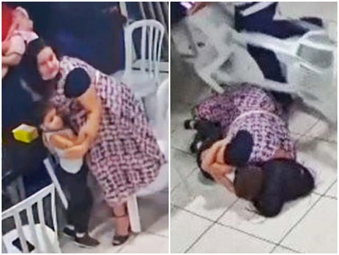 巴西抱著4歲的兒子，試圖以身擋槍。影片截圖
