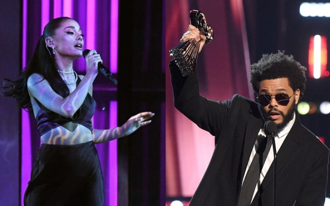 The Weeknd拎年度歌曲及年度男歌手奖，新婚的Ariana首现身成焦点。