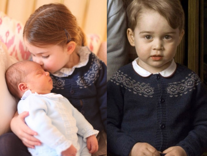 夏洛特公主翻穿哥哥喬治王子的藍色外套，掀起熱話。