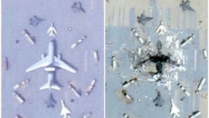 美國衞星公司照片指解放軍在新疆一處靶場，以類似E-767的大型飛機作演練目標。網上圖片
