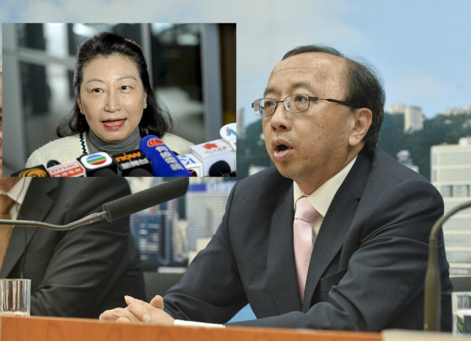 张达明（右）质疑律政司司长郑若骅讲法不符事实。资料图片