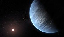 K2-18b行星(右)模擬圖。網上圖片