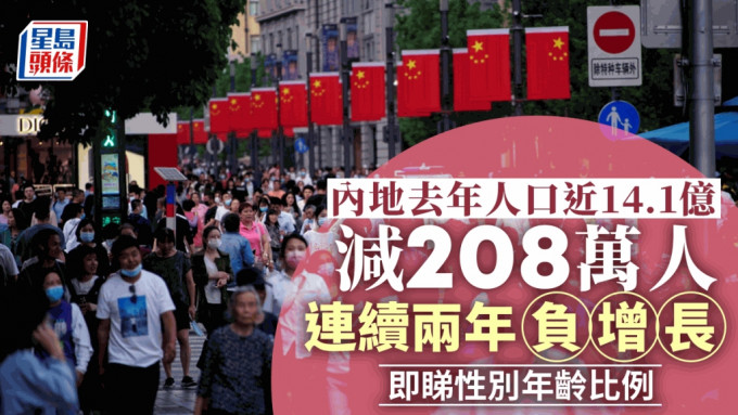 國家統計局：2023年中國出生人口902萬人，比上年末減少208萬。