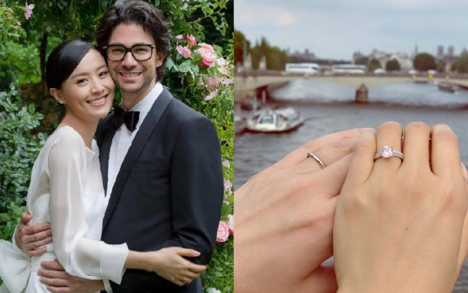 法拉獲丈夫親手設計一隻獨一無二的粉紅鑽戒，寓意幸福永遠。