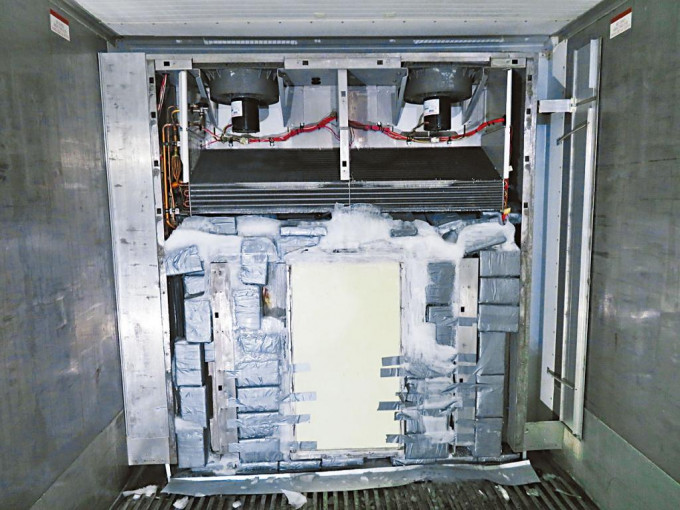 海关在货柜的冷冻组件中发现可卡因砖。