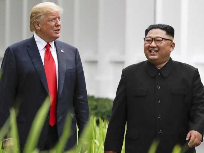 美國總統特朗普（左）和北韓領袖金正恩（右）。AP資料圖片
