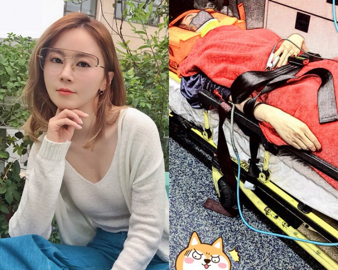 傅穎遇車禍後，公開別人為她拍下的瞓擔架床照片。