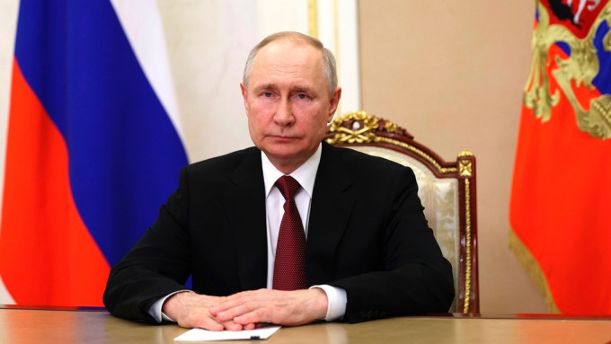 俄羅斯總統普京發表電視講話。美聯社