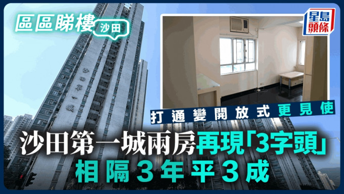 沙田第一城兩房再現「3字頭」相隔3年平3成 打通變開放式更見使｜區區睇樓