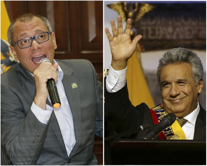 總統莫雷諾（右）突然宣布免去副總統格拉斯（左）的權力，指他涉及貪污。