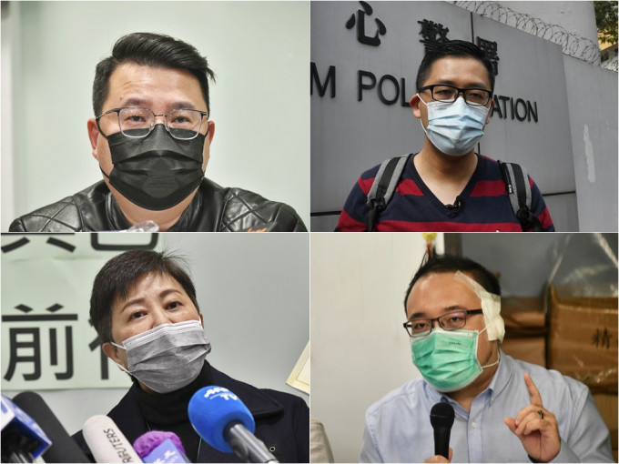 民主黨黨員尹兆堅（左起）、林卓廷、黃碧雲及趙家賢被控「串謀顛覆國家政權」罪。資料圖片