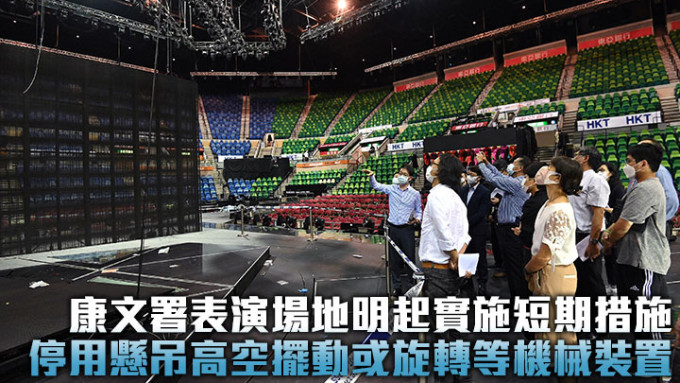 工作小組在香港體育館表演場進行實地調查。
