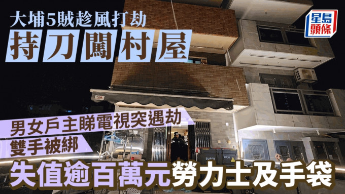 大埔一村屋发生入屋行劫案，警员到场调查。