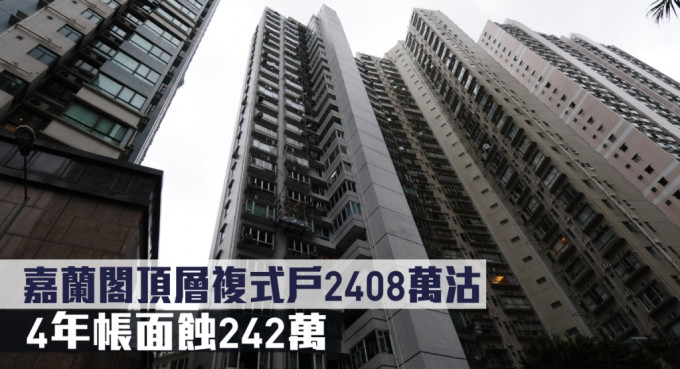 嘉兰阁顶层复式户持货4年帐面蚀242万易手。