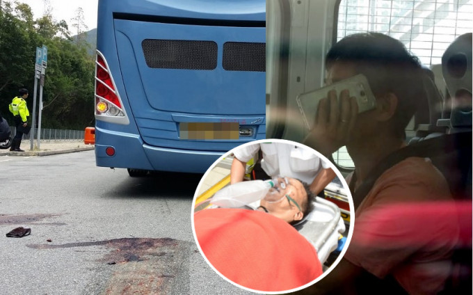 东涌一名老翁遭旅游车撞倒，双脚被夹在车底重伤。涉事司机接受调查。