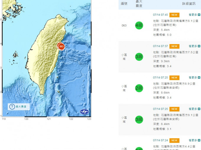 台湾气象局网页