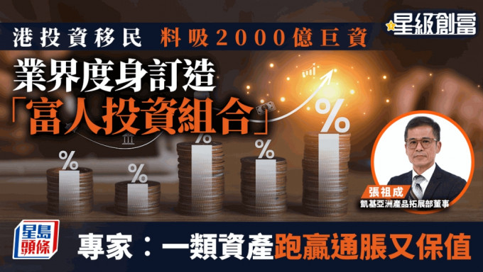 港投资移民料吸2000亿巨资 业界度身订造「富人投资组合」专家︰一类资产跑赢通胀又保值