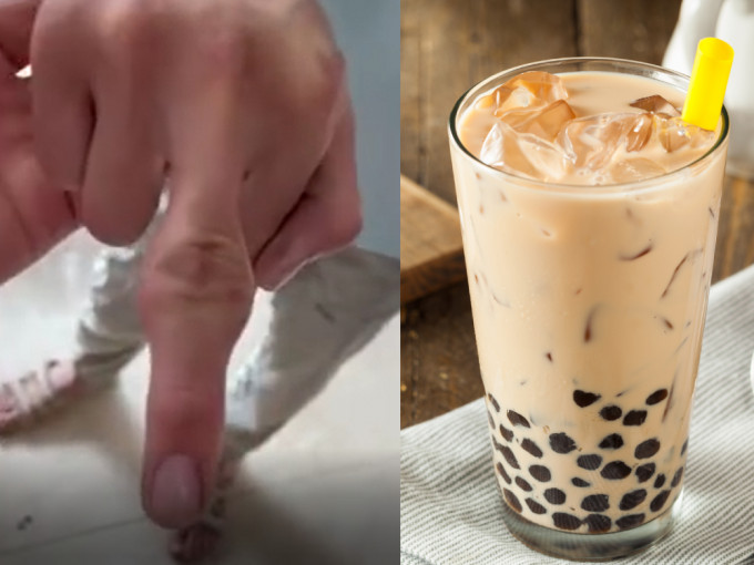 重慶一名男童懷疑長期飲奶茶和吃垃圾食物，導致手指變形。 （網上圖片）