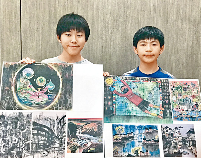 劉見之（左）及劉禹之於多個國際繪畫比賽獲獎，揚威海外。