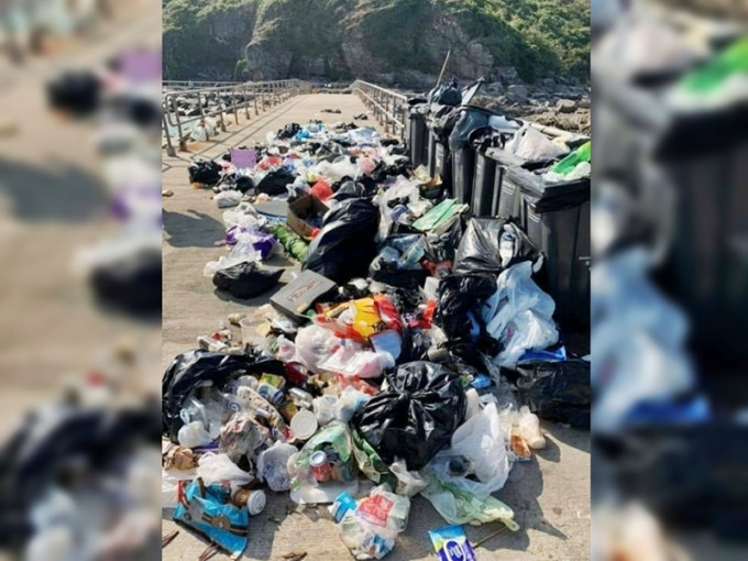 東龍島碼頭滿地垃圾，情況令人髮指。網民Vivian Chow圖片