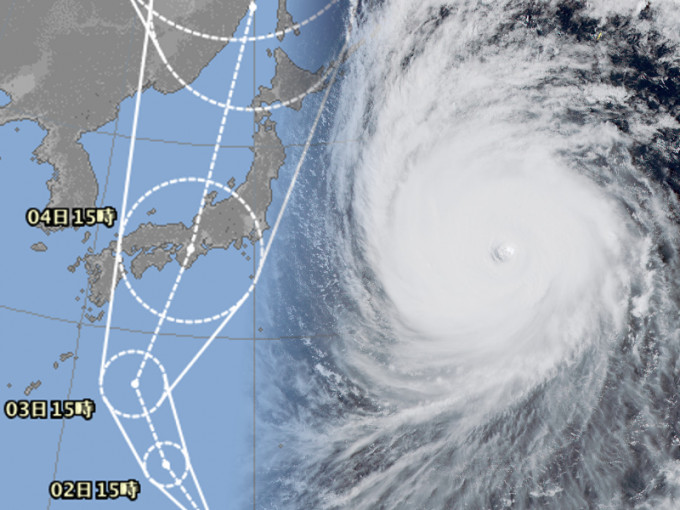 超强台风飞燕预料吹袭日本本州。日本气象厅