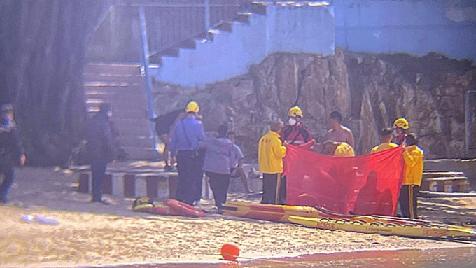 深水灣發生男子遇溺身亡悲劇。港九拯溺員工會提供
