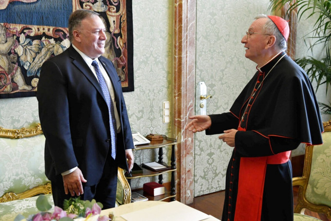 蓬佩奥与梵蒂冈高层会面。AP