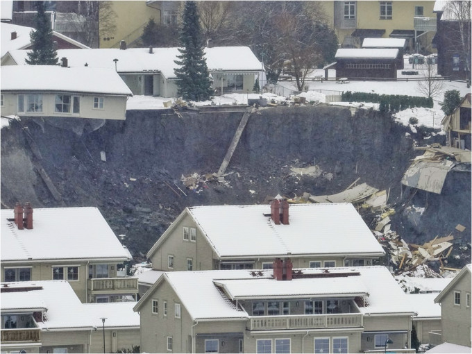 挪威爆發嚴重山泥傾瀉，多人受傷。AP圖片