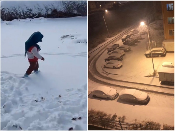 內地多處都落雪。網上圖片