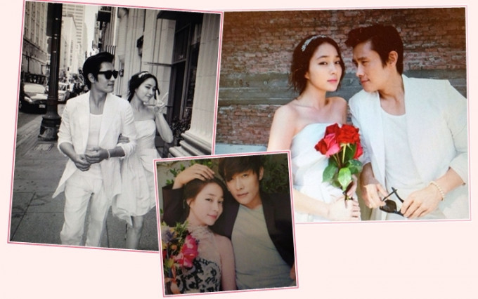 李珉廷贴出多张与李炳宪的旧照，庆祝结婚八周年。