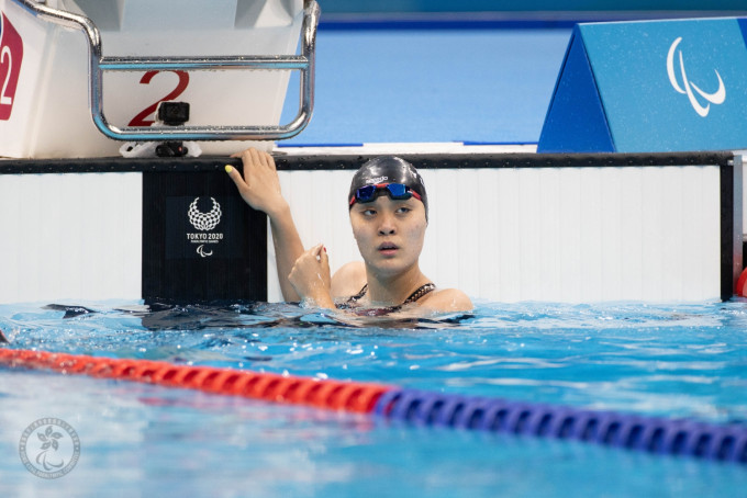 女子SB14級100米蛙泳初賽，港將陳睿琳游出1分25秒02刷新個人最佳時間。 香港殘疾人奧委會暨傷殘人士體育協會圖片